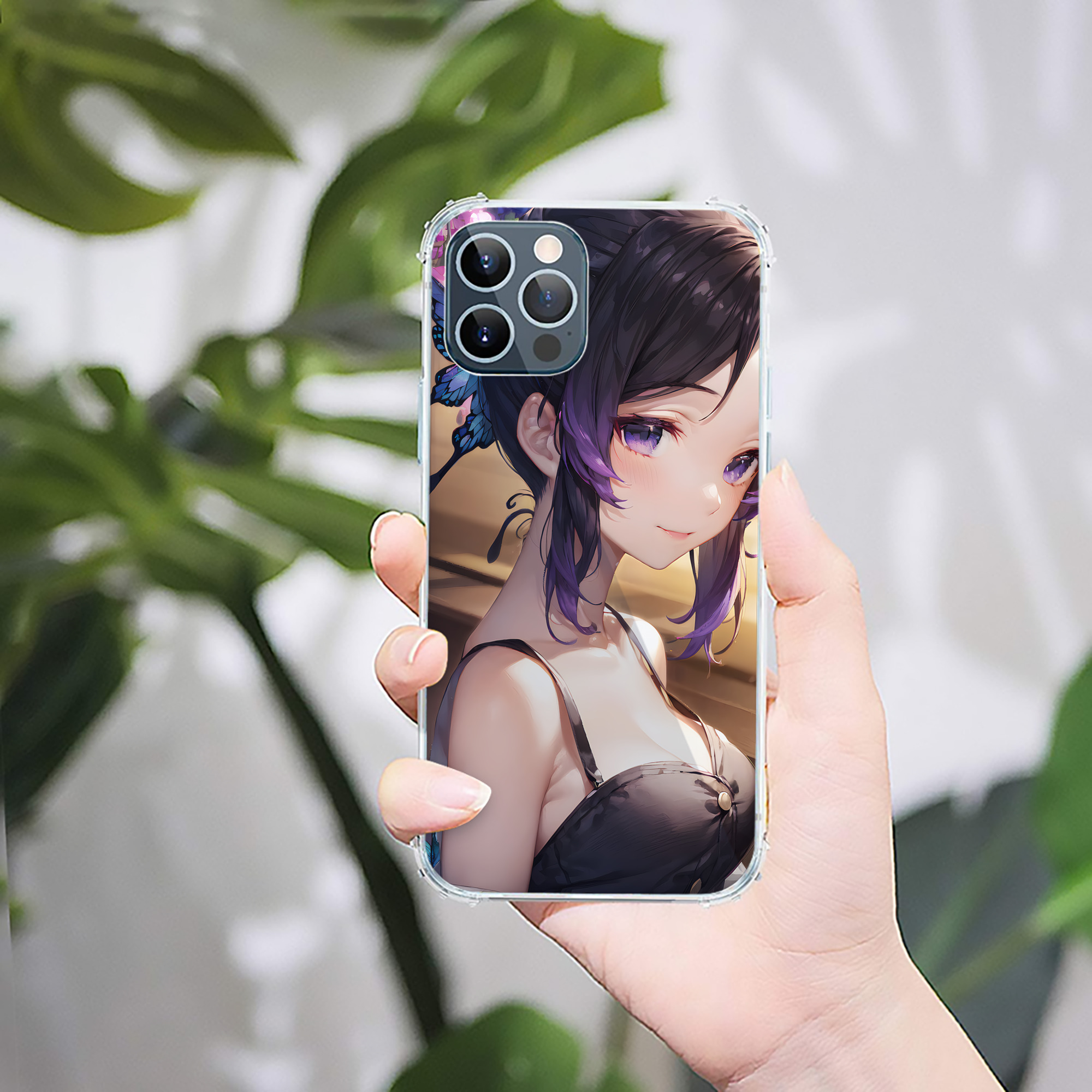 （画像用） 鬼滅の刃（きめつのやいば）蟲柱-胡蝶 しのぶ／こちょう しのぶ Kochou Shinobu 【iPhone 12シリーズ対応】透明スマホケース（クリアソフトケース）